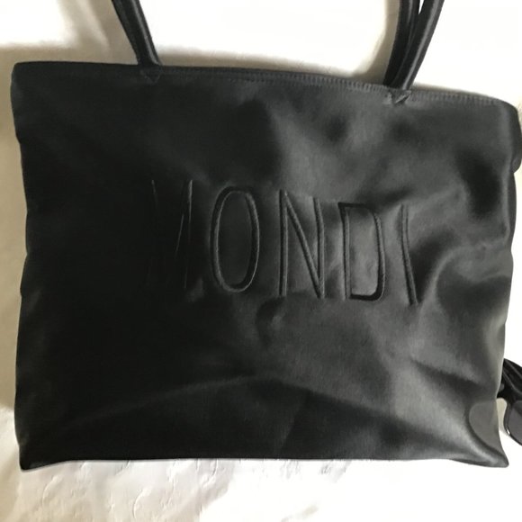Mondi Black Nylon Tote Bag Purse with matching Wallet / Makeup bag - Picture 5 of 9